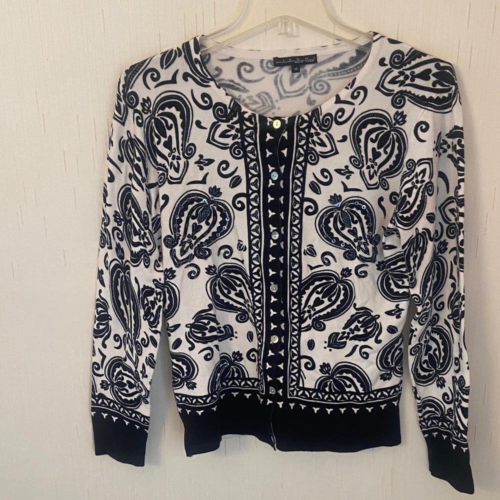 Elegant Black and White Women's Cardigan